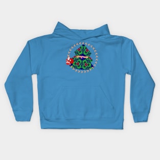 Christmas tree and Santa Claus. Kids Hoodie